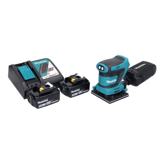 Makita DBO 481 RT Ponceuse vibrante sans fil 18 V 112 x 102 mm + 2x batterie 5,0 Ah + chargeur