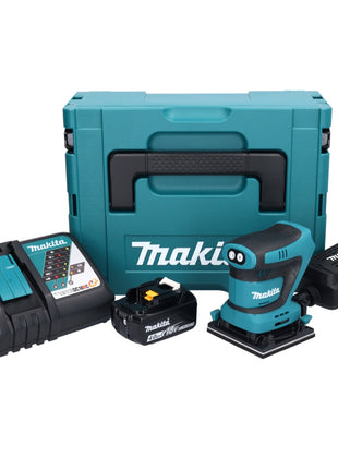 Makita DBO 480 RM1J Ponceuse vibrante sans fil 18 V 112 x 102 mm + 1x batterie 4,0 Ah + chargeur + Makpac