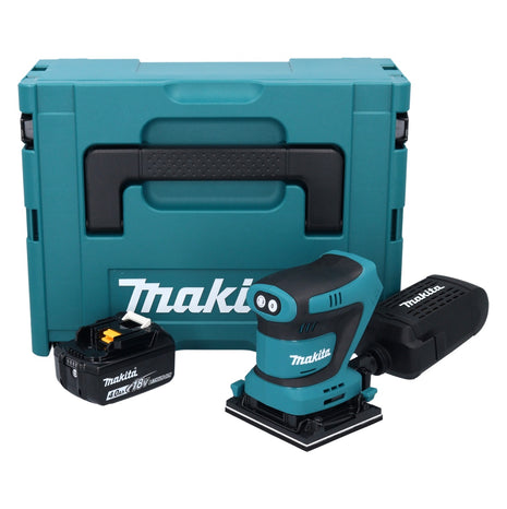 Lijadora orbital a batería Makita DBO 481 M1J 18 V 112 x 102 mm + 1x batería 4,0 Ah + Makpac - sin cargador