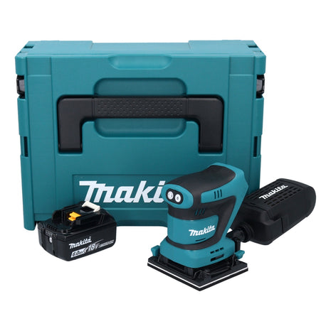 Makita DBO 481 G1J Levigatrice orbitale a batteria 18 V 112 x 102 mm + 1 batteria ricaricabile 6,0 Ah + Makpac - senza caricabatterie