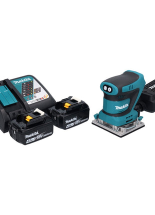 Makita DBO 482 RM Ponceuse vibrante sans fil 18 V 112 x 102 mm + 2x batterie 4,0 Ah + chargeur