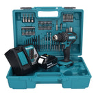 Makita DHP 482 RF1X1 Akku Schlagbohrschrauber 18 V + 1x Akku 3,0 Ah + Ladegerät + 74 tlg. Zubehörset + Koffer