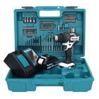 Taladro percutor inalámbrico Makita DHP 482 RF1X1W 18 V 62 Nm + 1x batería 3,0 Ah + cargador + set de accesorios 74 piezas + estuche