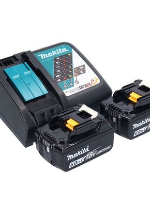 Makita DHP 482 RGX1W Perceuse-visseuse à percussion sans fil 18 V 62 Nm + 2x Batteries 6,0 Ah + Chargeur + kit d'accessoires - 74 pièces + Coffret