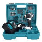 Makita DHP 484 RG1X1W perceuse-visseuse à percussion sans fil 18 V 54 Nm brushless blanc + 1x Batterie 6,0 Ah + Chargeur + set d'accessoires - 74 pièces + Mallette