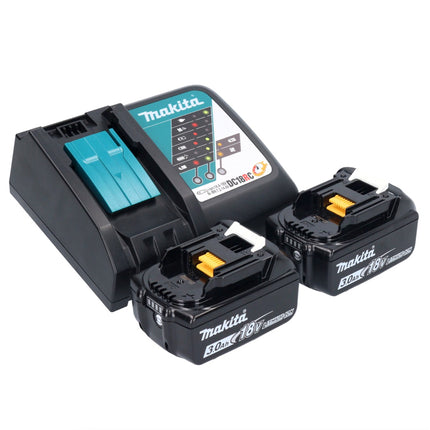 Makita DHP 487 RFX1 18 V Perceuse-visseuse à percussion sans fil 40 Nm sans balai + 2x Batteries 3,0 Ah + Chargeur + kit d'accessoires - 74 pièces + Mallette