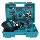 Makita DHP 487 RG1X1 18 V Perceuse-visseuse à percussion sans fil 40 Nm sans balai + 1x Batterie 6,0 Ah + Chargeur + Set d'accessoires - 74 pièces + Mallette