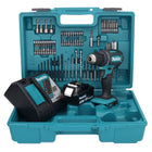 Makita DDF 482 RT1X1 taladro atornillador inalámbrico 18 V 62 Nm + 1x batería 5,0 Ah + cargador + set de accesorios 74 piezas + maletín