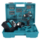 Makita DDF 482 RG1X1 taladro atornillador inalámbrico 18 V 62 Nm + 1x batería 6,0 Ah + cargador + set de accesorios 74 piezas + estuche