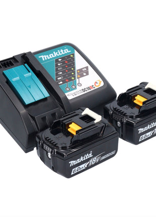 Makita DDF 482 RGX1 taladro atornillador inalámbrico 18 V 62 Nm + 2 baterías 6,0 Ah + cargador + set de accesorios 74 piezas + maletín