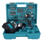 Makita DDF 485 RT1X1 Perceuse-visseuse sans fil 18 V 50 Nm sans balais + 1x Batterie 5,0 Ah + Chargeur + kit d'accessoires - 74 pièces + Mallette