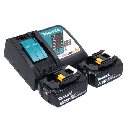 Makita DTD156RTX1 Visseuse à percussion sans fil 155Nm 18V 1/4" + 2x Batteries 5,0Ah + Chargeur + Coffret + Set d'accessoires, 74 pcs.