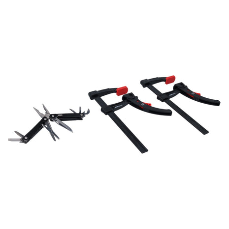 Bessey KLI-SET-A 2x KliKlamp Kli 20 Black Edition Set + Multitool 7+1 Zange, Messer, Schere, Schraubendreher, Dosenöffner, Pfeile, Ahle mit Öhr - Toolbrothers