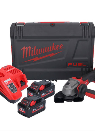 Meuleuse d'angle sur batterie Milwaukee M18 FSAG125X-802X 18 V 125 mm brushless + 2x batteries 8,0 Ah + chargeur + boîtier HD