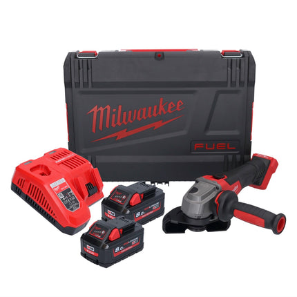 Meuleuse d'angle sur batterie Milwaukee M18 FSAG125X-802X 18 V 125 mm brushless + 2x batteries 8,0 Ah + chargeur + boîtier HD