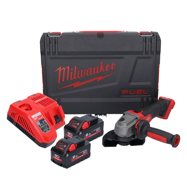 Meuleuse d'angle sur batterie Milwaukee M18 FSAG125X-802X 18 V 125 mm brushless + 2x batteries 8,0 Ah + chargeur + boîtier HD