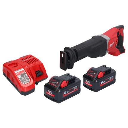 Milwaukee M18 BSX-802 Scie sabre sans fil 18 V + 2x batterie 8,0 Ah + chargeur