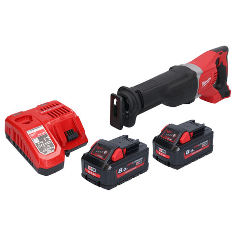 Milwaukee M18 BSX-802 akumulatorowa pilarka szablasta 18 V + 2x akumulator 8,0 Ah + ładowarka