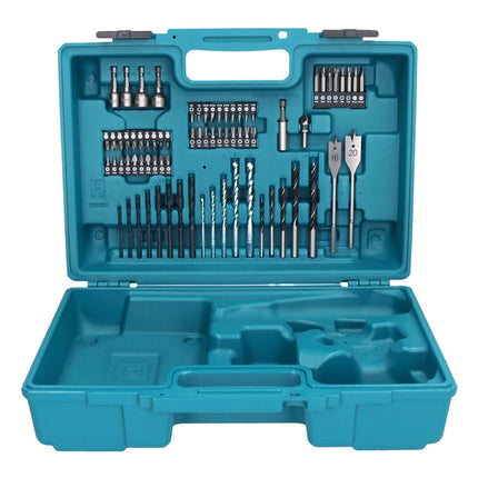 Makita DHP 484 SYX1W perceuse à percussion sans fil 18 V 54 Nm sans balais blanc + 2 batteries 1,5 Ah + chargeur + jeu d'accessoires 74 pièces + mallette