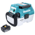 Makita DVC 750 LM1 Aspirateur à batterie LXT 18 V 67 mbar 7,5 l Brushless + 1x batterie 4,0 Ah - sans chargeur