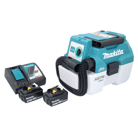 Aspiratore a batteria Makita DVC 750 LRM LXT 18 V 67 mbar 7,5 l brushless + 2x batteria ricaricabile 4,0 Ah + caricabatterie