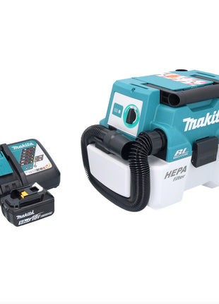 Makita DVC 750 LRT1 Aspirateur à batterie LXT 18 V 67 mbar 7,5 l Brushless + 1x batterie 5,0 Ah + chargeur