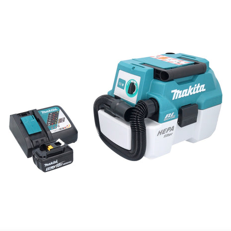 Makita DVC 750 LRT1 Aspirateur à batterie LXT 18 V 67 mbar 7,5 l Brushless + 1x batterie 5,0 Ah + chargeur