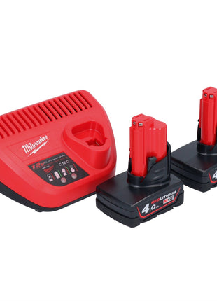 Milwaukee M12 NRG-402 Akku Starter Set 2x 12 V 4,0 Ah / 4000 mAh Li-Ion Akku ( 4933459211 ) + C12 C Ladegerät - Toolbrothers