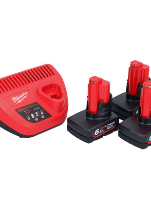 Milwaukee M12 NRG-603 Starter Set 3x 12 V 6,0 Ah ( 4933459208 ) Li-Ion Akku + C12 C Ladegerät - Toolbrothers