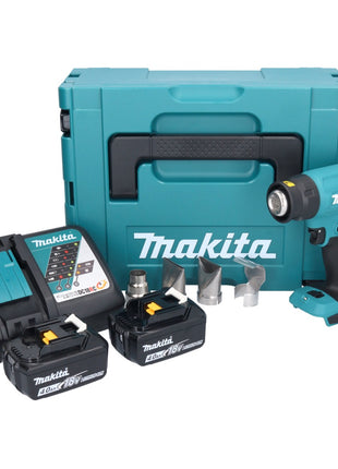 Makita DHG 181 RMJ Pistolet air chaud sans fil 18 V 150 - 550C + 2x batterie rechargeable 4,0 Ah + chargeur + Makpac