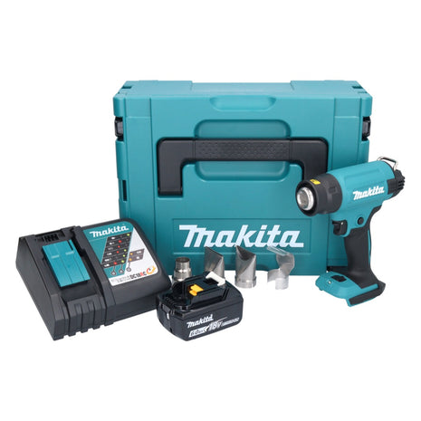 Makita DHG 181 RG1J Pistolet air chaud sans fil 18 V 150 - 550C + 1x batterie rechargeable 6,0 Ah + chargeur + Makpac