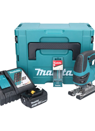 Makita DJV 180 RF1J Scie sauteuse sans fil 18 V + 1x batterie 3,0 Ah + chargeur + 5 pcs. jeu de lames de scie sauteuse + Makpac