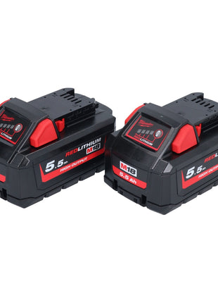 Milwaukee M18 HB 5,5 Kit batterie 2x 18 V 5,5 Ah / 5500 mAh Li-Ion High Output ( 2x 4932464712 ) avec indicateur de charge