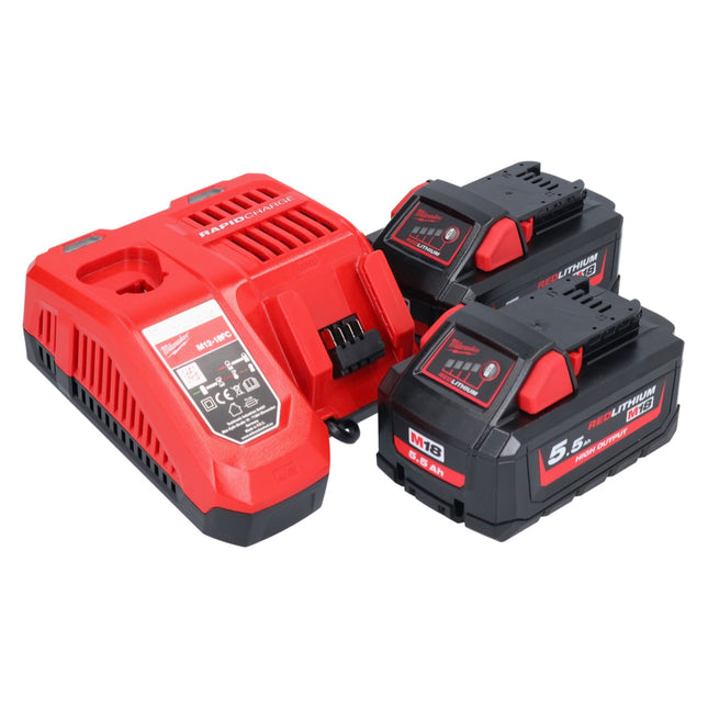 Milwaukee M18 NRG-552 Battery Starter Set High Output 18 V + 2x Battery 5,5 Ah ( 2x 4932464712 ) + M12-18 FC Charger ( 4932451079 )