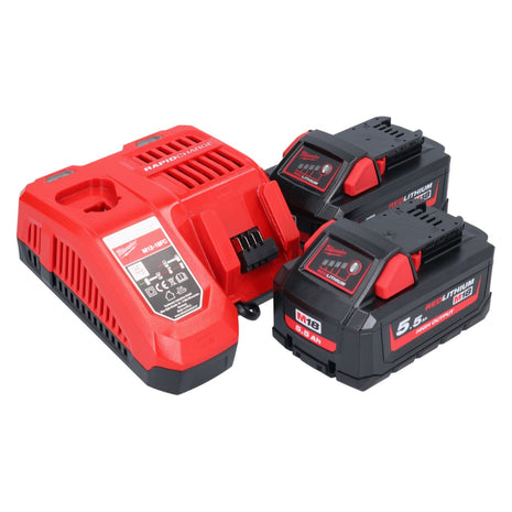 Zestaw startowy Milwaukee M18 NRG-552 High Output 18 V + 2x akumulator 5,5 Ah ( 2x 4932464712 ) + ładowarka M12-18 FC ( 4932451079 )