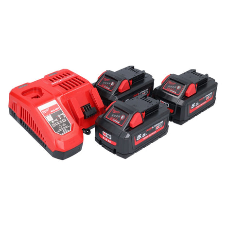 Milwaukee M18 NRG-553 Battery Starter Set High Output 18 V + 3x Battery 5,5 Ah ( 3x 4932464712 ) + M12-18 FC Charger ( 4932451079 )