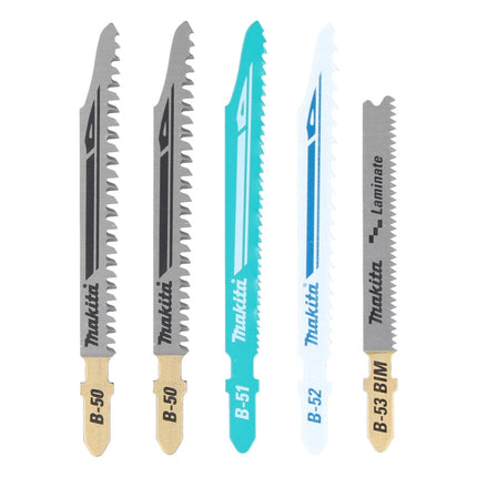 Makita DJV 181 RF1J Scie sauteuse sans fil 18 V Brushless + 1x batterie 3,0 Ah + chargeur + 5 pcs. outils set de lames de suture + Makpac