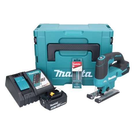 Makita DJV 184 RT1J Akku Stichsäge 18 V Brushless + 1x Akku 5,0 Ah + Ladegerät + 5 tlg. Stichsägeblatt Set + Makpac - Toolbrothers