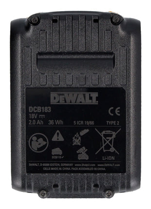 DeWalt DCB 183 Akkupack 18 V 2,0 Ah / 2000 mAh XR Li-Ion Akku - mit Ladestandanzeige - Toolbrothers