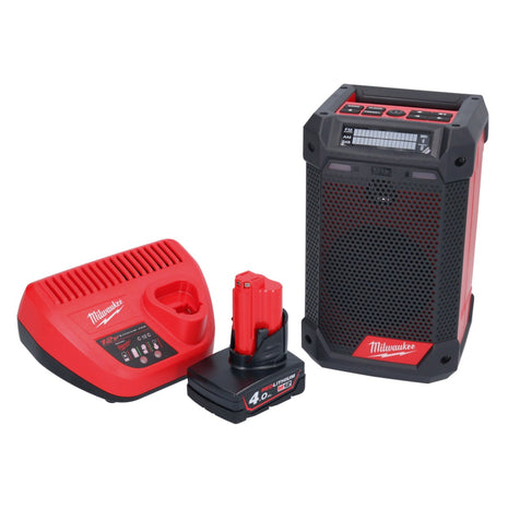 Milwaukee M12 RCDAB+-401 radio batería DAB+ 12 V + 1x batería 4.0 Ah + cargador