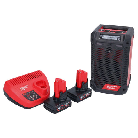 Milwaukee M12 RCDAB+-402 Radio chargeur DAB+ sans fil 12V + 2x Batteries 4.0Ah + Chargeur