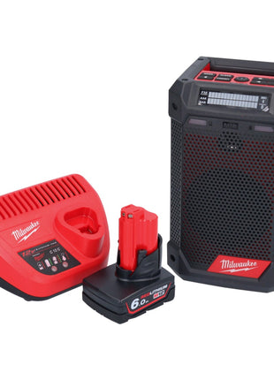 Milwaukee M12 RCDAB+-601 radio batería DAB+ 12 V + 1x batería 6,0 Ah + cargador