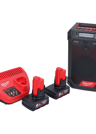 Milwaukee M12 RCDAB+-602 radio à batterie DAB+ 12 V + 2x batteries 6,0 Ah + chargeur