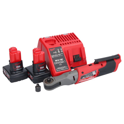Milwaukee M12 FIR38-401 Clé à cliquet sans fil 12V 75Nm 3/8" 1/4" + 2x Batteries 4,0Ah + Chargeur
