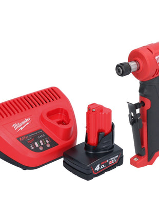 Milwaukee M12 FDGA-401 Meuleuse droite inclinée 12 V 6 / 8 mm Brushless + 1x Batterie 4,0 Ah + Chargeur de batterie