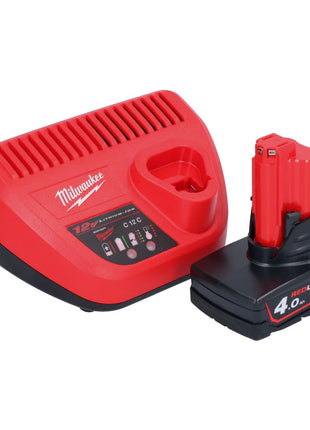 Milwaukee M12 FDGA-401 Meuleuse droite inclinée 12 V 6 / 8 mm Brushless + 1x Batterie 4,0 Ah + Chargeur de batterie