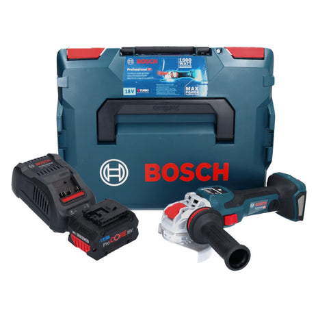 Bosch GWX 18V-15 SC Smerigliatrice angolare professionale a batteria 18 V 125 mm BITURBO X-LOCK + 1x batteria ricaricabile ProCORE 8,0 Ah + caricabatterie + L-BOXX