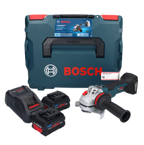 Amoladora angular a batería Bosch GWS 18V-10 SC 18 V 125 mm sin escobillas + 2x batería ProCORE 8,0 Ah + cargador + L-Boxx