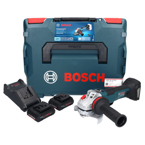 Bosch GWS 18V-10 PSC Professional Akku Winkelschleifer 18 V 125 mm Brushless + 2x ProCORE Akku 4,0 Ah + Ladegerät + L-Boxx - Toolbrothers