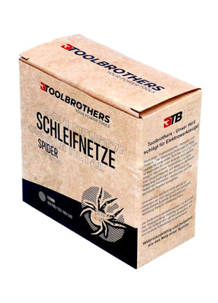 Toolbrothers SPIDER Schleifset Netzschleifmittel 4 Packungen 160x Schleifnetze 125mm Klett je 40x P80 / P120 / P180 / 240 für Hartholz, Weichholz, Lack, Stein, Stahl, Aluminium, Furnier - Toolbrothers